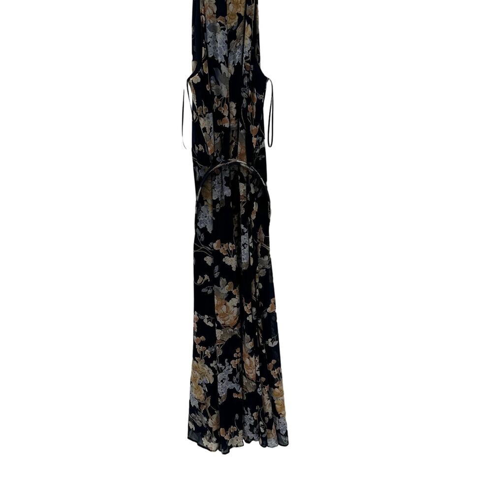 Black Label LRL Floral print Halter neckline sleeveless Belted Gown - Picture 8 of 14